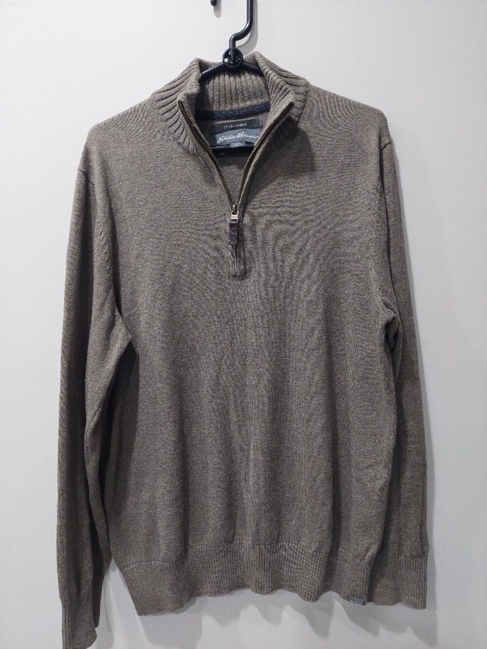 Eddie Bauer Men's SZ S Cotton-cashmere Half-zip Sweater Grey-tan Colorway